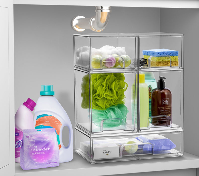 Sorbus 5 Pk Acrylic Storage Containers with Pull-Out Drawers — View 5