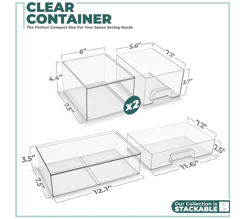 Sorbus Storage Containers with Drawers, 3 Pac k, Small & Wide — View 2