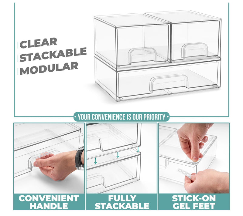 Sorbus Storage Containers with Drawers, 3 Pac k, Small & Wide — View 3