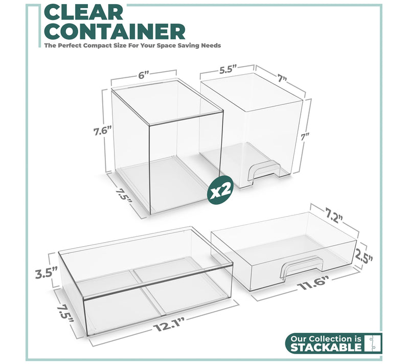 Sorbus Storage Containers with Drawers, 3 Pac k Tall & Wide — View 2