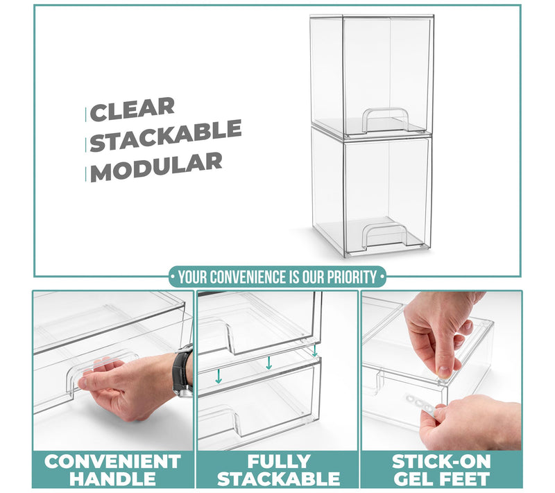 Sorbus Storage Containers with Pull-Out Drawers- 2 Pack Tall — View 3