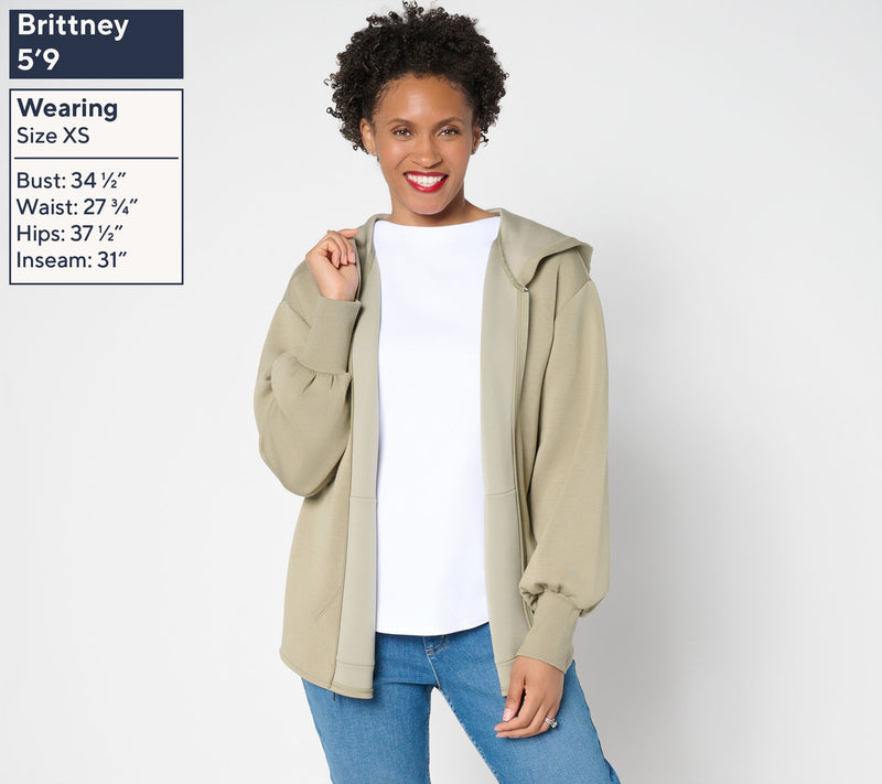 Martha Stewart Signature Comfort Stretch Zip Front Hoodie — View 2