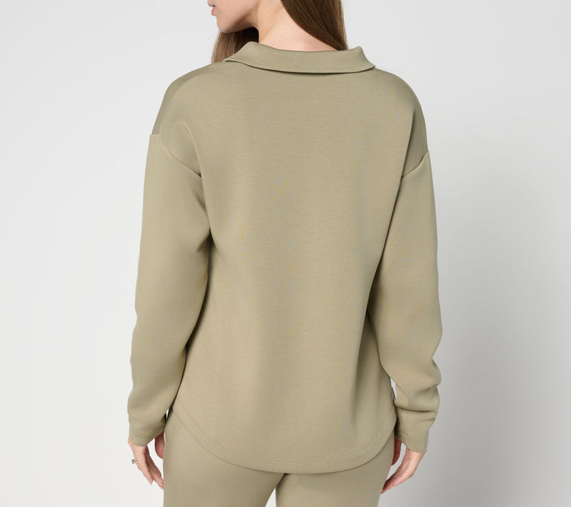 Martha Stewart Signature Comfort Stretch Collared V-Neck Top — View 9