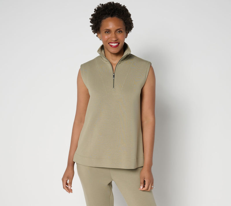 Martha Stewart Signature Comfort Stretch Quarter Zip Top — View 7