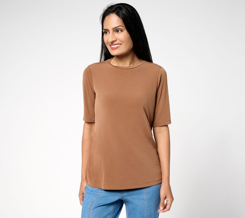 Susan Graver Regular Essentials Liquid Knit Crew Neck Top — View 15