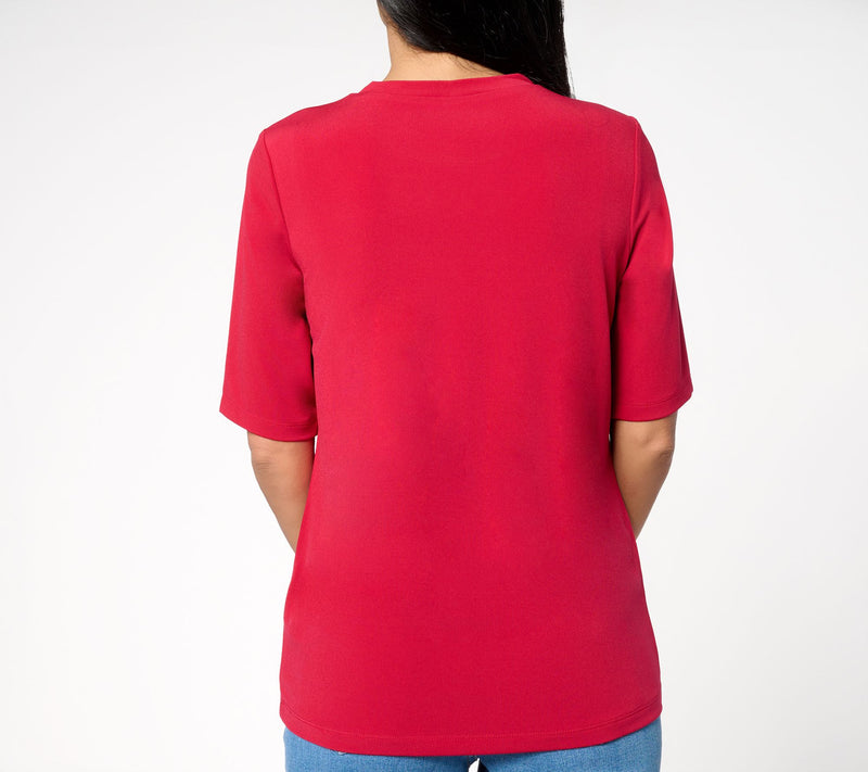 Susan Graver Regular Essentials Liquid Knit Crew Neck Top — View 4