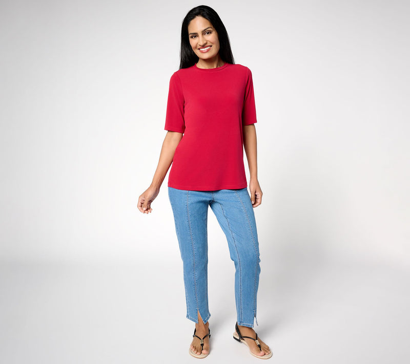 Susan Graver Regular Essentials Liquid Knit Crew Neck Top — View 5