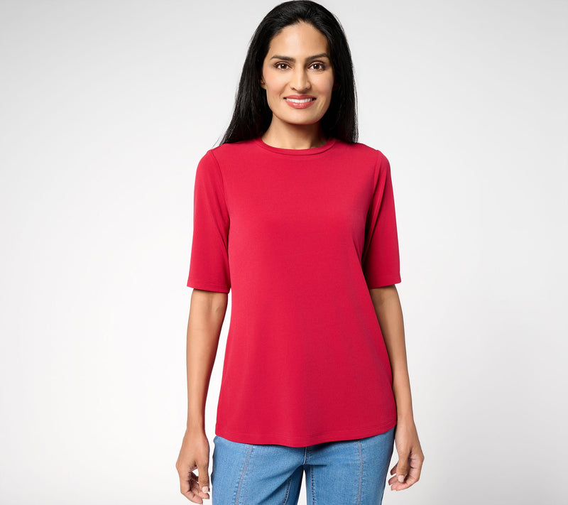 Susan Graver Regular Essentials Liquid Knit Crew Neck Top — Main view
