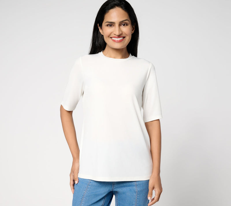 Susan Graver Petite Essentials Liquid Knit Crew Neck Top — View 16