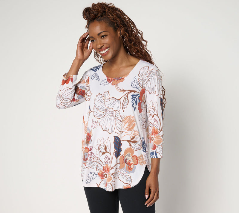 Susan Graver Regular Printed Liquid Knit Tulip Hem Tunic — View 14