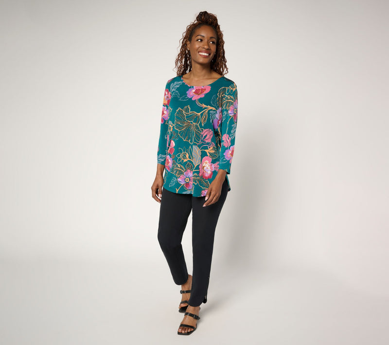 Susan Graver Regular Printed Liquid Knit Tulip Hem Tunic — View 5