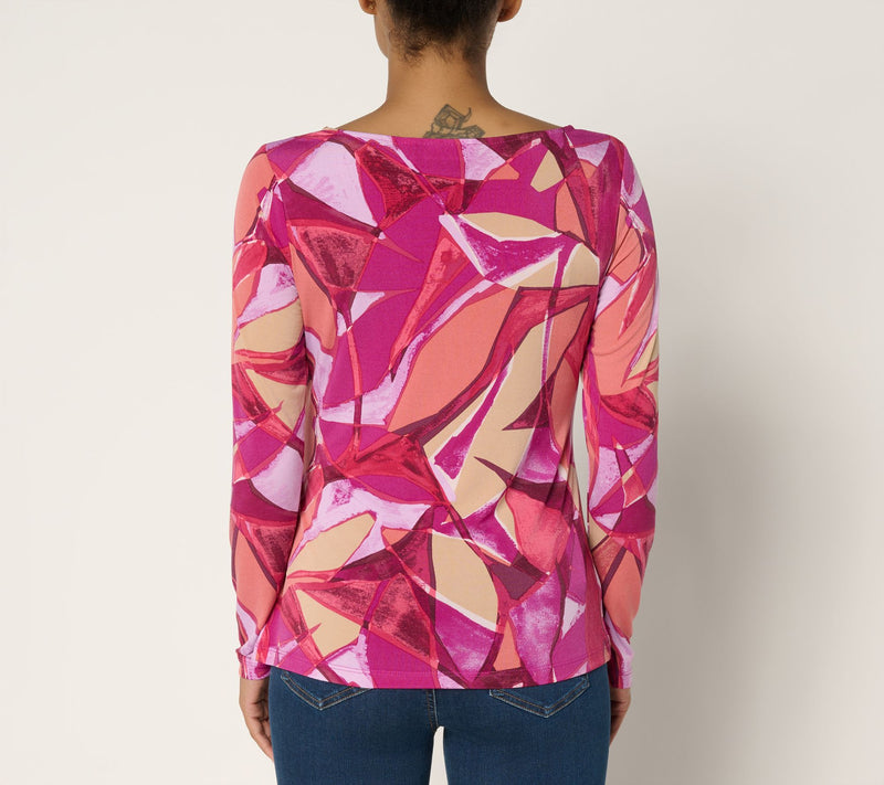 Susan Graver Printed Liquid Knit Top with Twist Detail — View 4