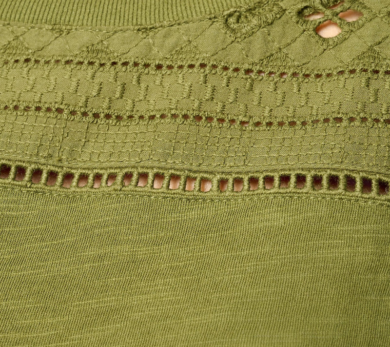 Susan Graver Weekend Textured Cotton Top w/ Eyelet Embroidery Trim — View 6
