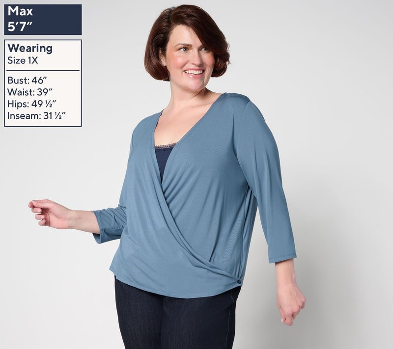 Susan Graver Essentials Rayon Allure Knit Signature Shrug — View 2