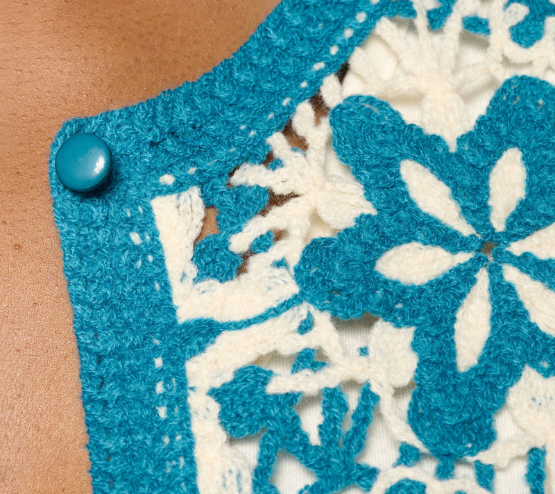 GRAVER Susan Graver Two Tone Crochet Button Front Shrug — View 13