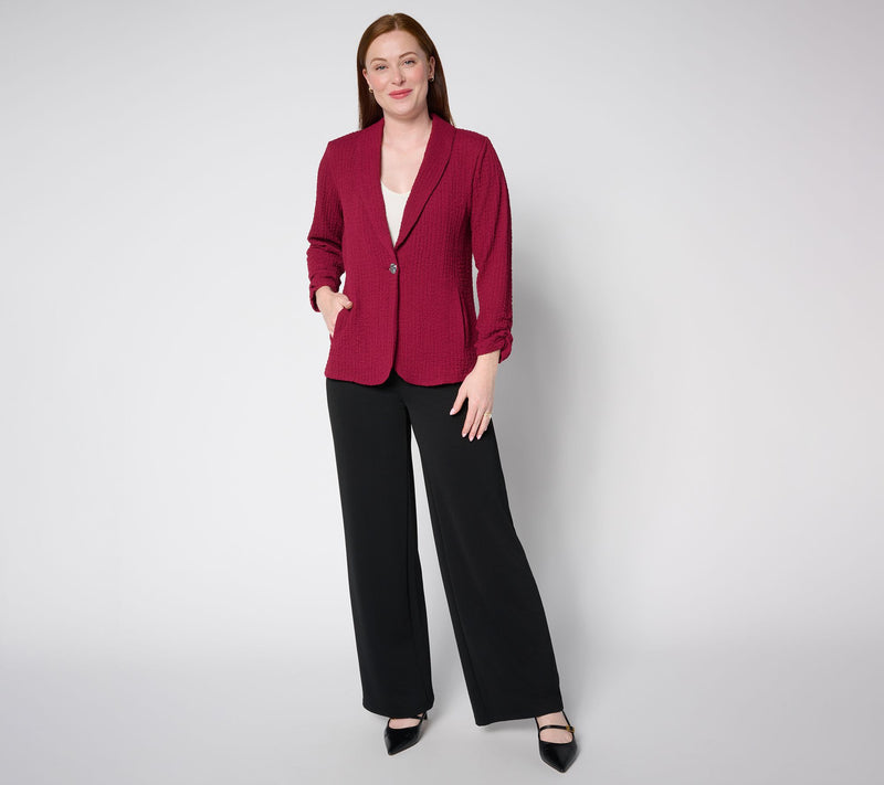 Susan Graver Textured Knit Shawl Collar Cardigan — View 5