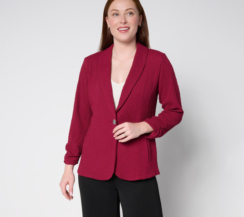 Susan Graver Textured Knit Shawl Collar Cardigan — View 13