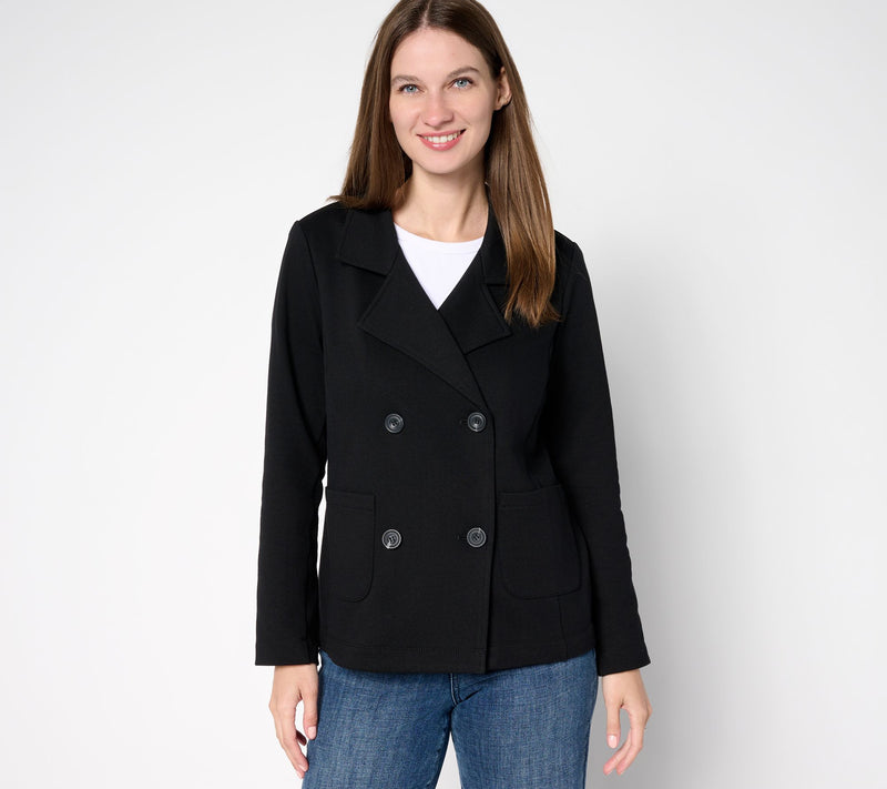 Susan Graver Weekend Marina Knit Peacoat — View 10