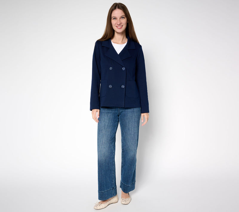 Susan Graver Weekend Marina Knit Peacoat — View 5