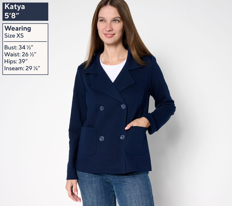 Susan Graver Weekend Marina Knit Peacoat — View 3
