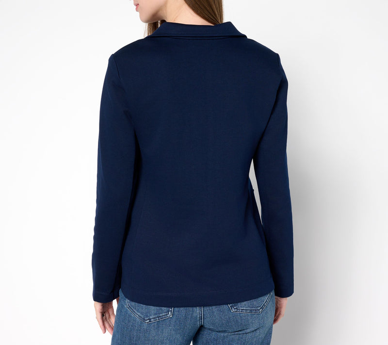 Susan Graver Weekend Marina Knit Peacoat — View 4