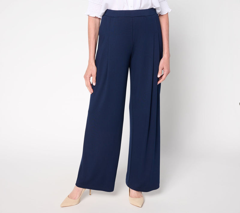 Susan Graver Essentials Regular Rayon Allure Knit Pleated Pant — View 2