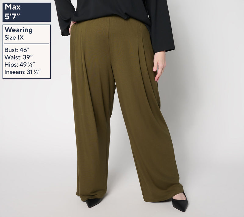 Susan Graver Essentials Petite Rayon Allure Knit Pleated Pant — View 2