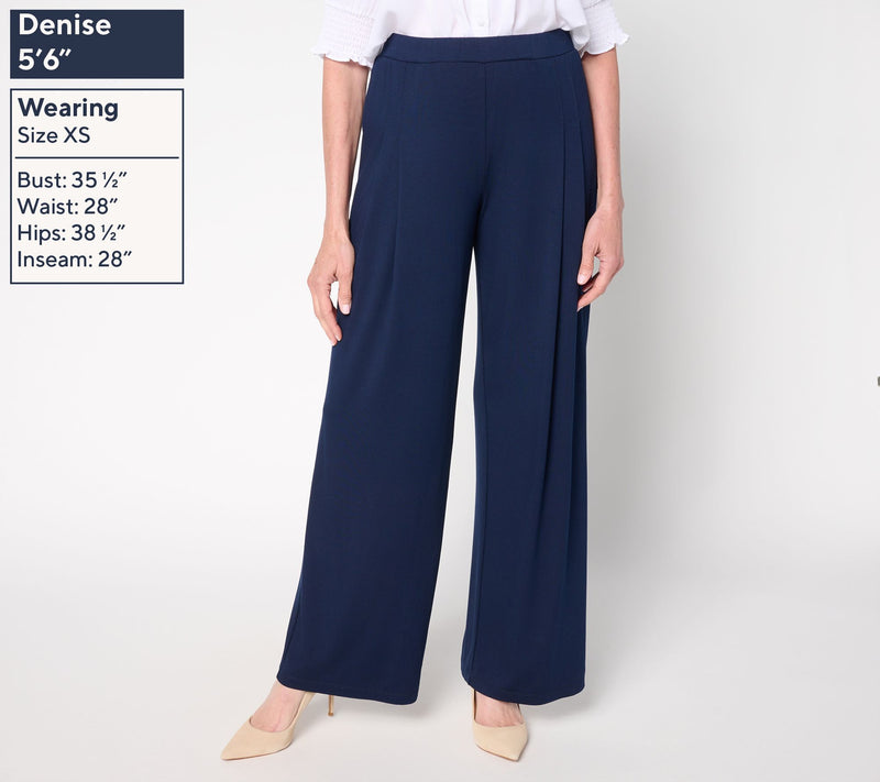 Susan Graver Essentials Petite Rayon Allure Knit Pleated Pant — View 3