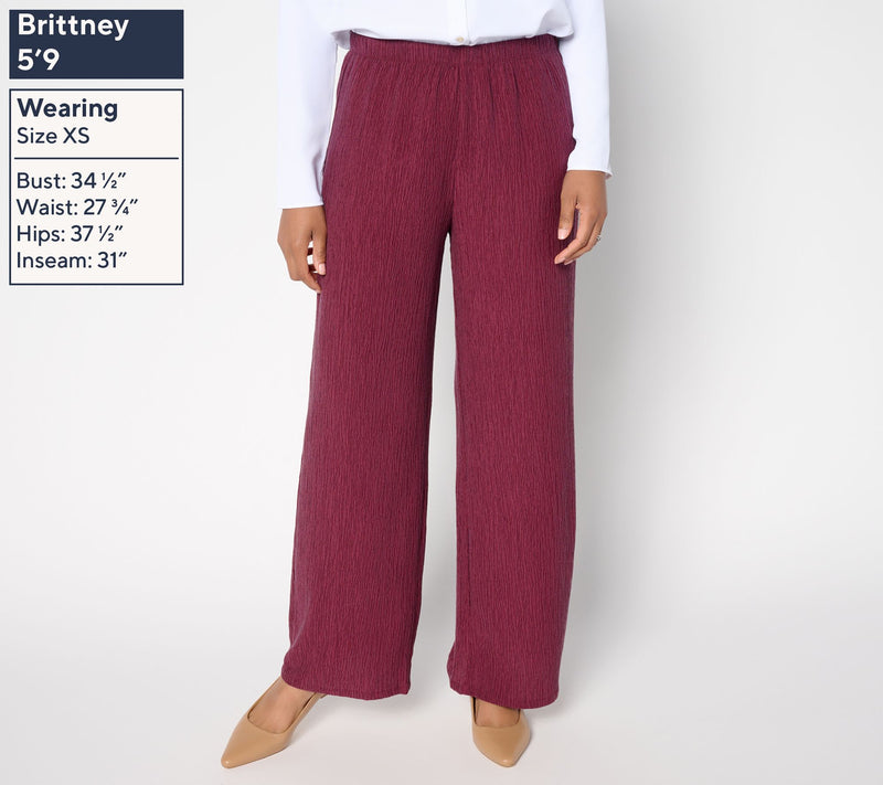 Susan Graver Regular Textured Woven Wide Leg Pull-On Pant — View 3