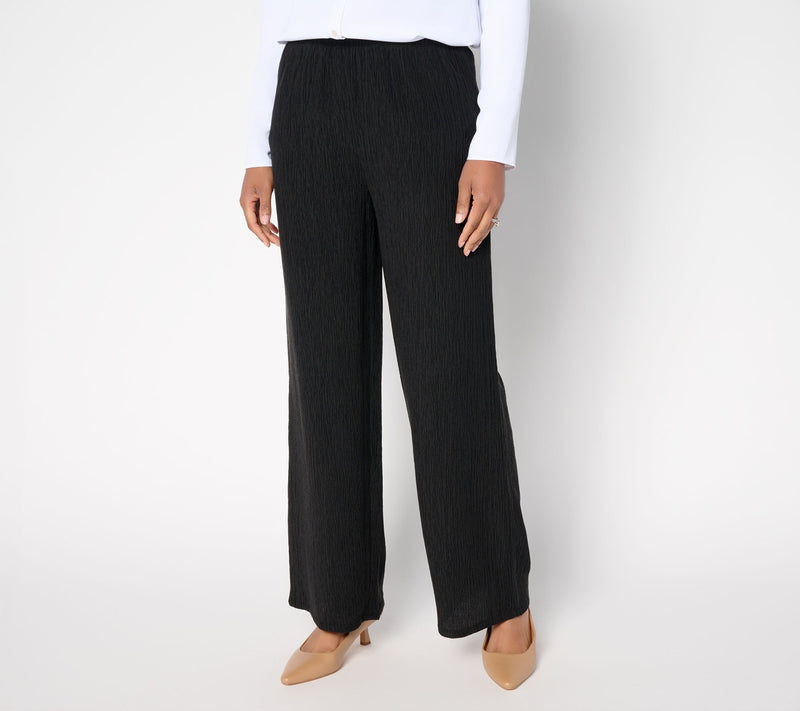 Susan Graver Regular Textured Woven Wide Leg Pull-On Pant — View 11