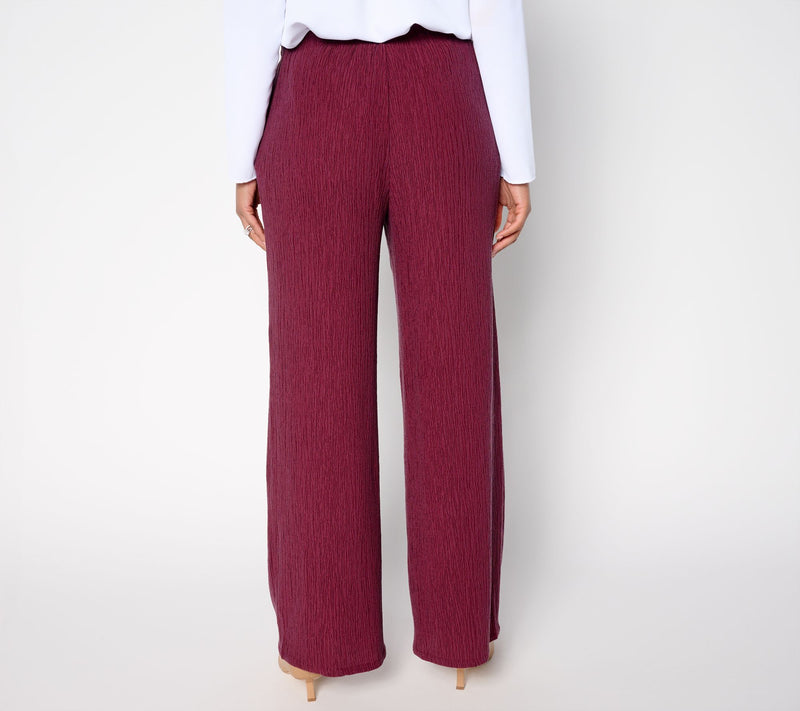 Susan Graver Regular Textured Woven Wide Leg Pull-On Pant — View 4