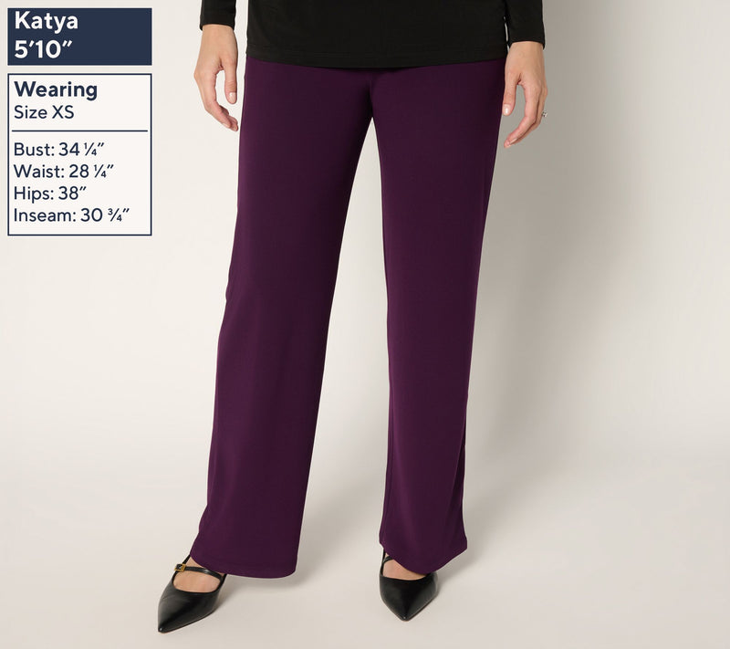 Susan Graver Regular Textured Liquid Knit Wide Leg Pant — View 3