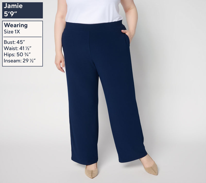 Susan Graver Petite Textured Liquid Knit Wide Leg Pant — View 2