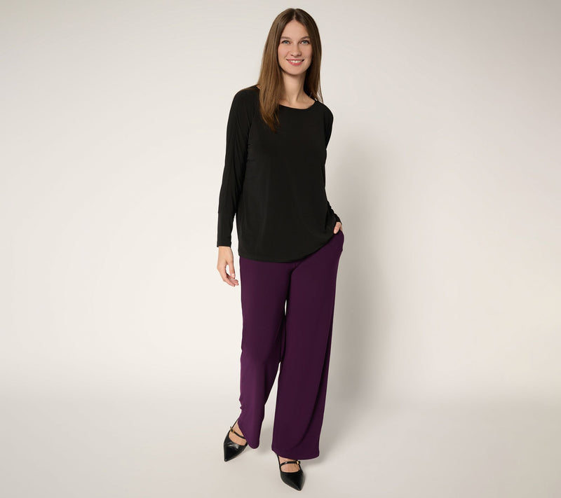 Susan Graver Petite Textured Liquid Knit Wide Leg Pant — View 5