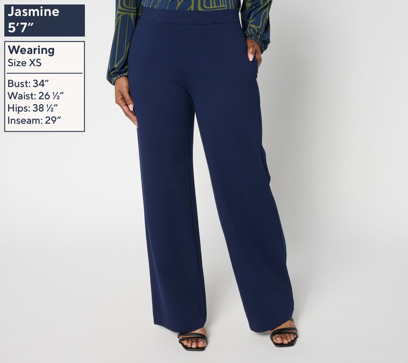 Susan Graver Weekend  Ponte Regular Wide Leg Pants — View 3