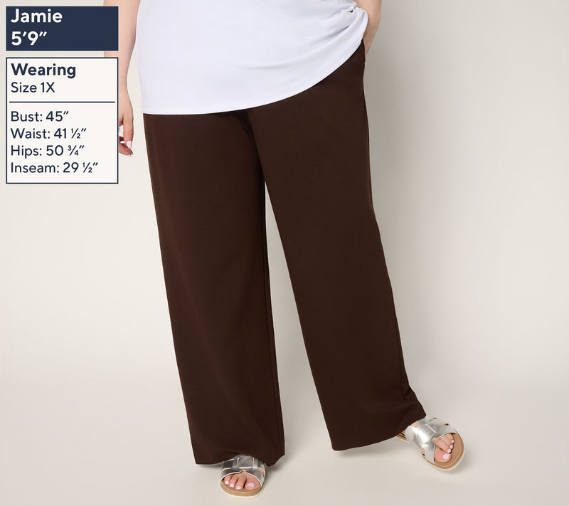 Susan Graver Weekend  Ponte Regular Wide Leg Pants — View 2