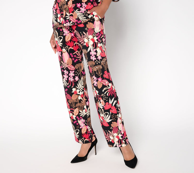 Susan Graver Regular Printed Liquid Knit Sofia Straight Leg Pants — Main view