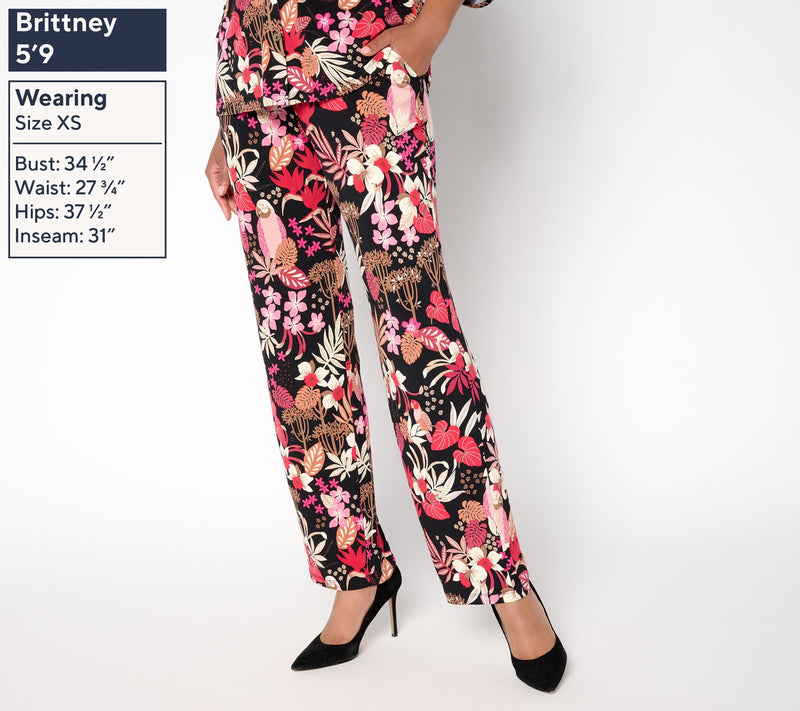 Susan Graver Petite Printed Liquid Knit Sofia Straight Leg Pants — View 3