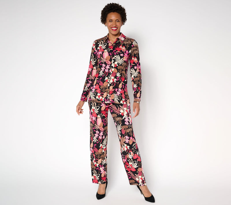 Susan Graver Petite Printed Liquid Knit Sofia Straight Leg Pants — View 5