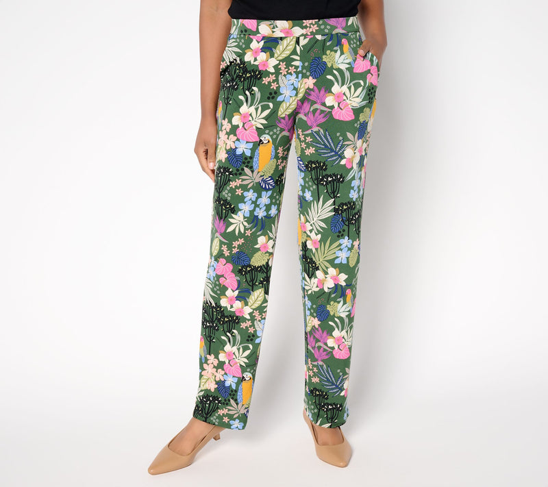 Susan Graver Petite Printed Liquid Knit Sofia Straight Leg Pants — View 11
