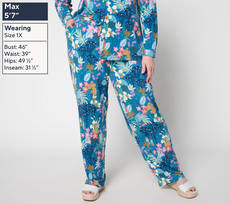 Susan Graver Petite Printed Liquid Knit Sofia Straight Leg Pants — View 2
