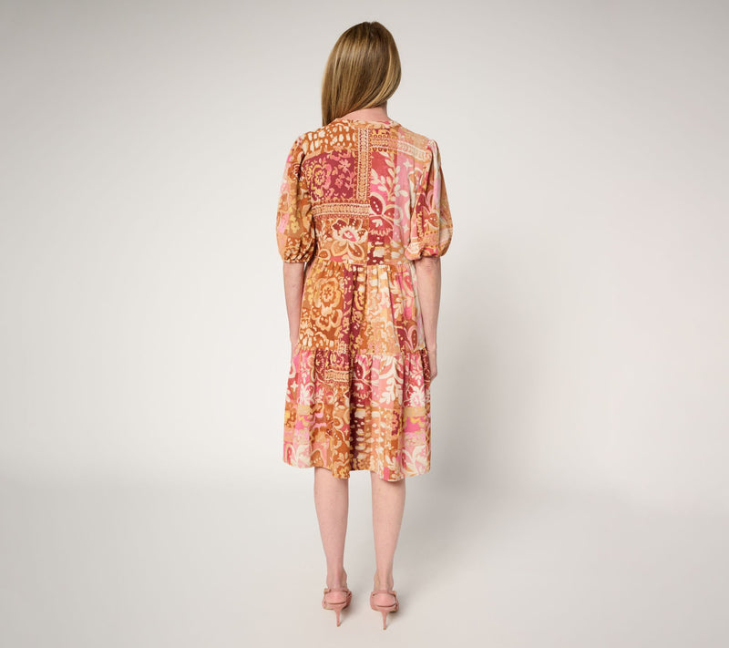Susan Graver Petite Printed St. Tropez Button Front Dress — View 12