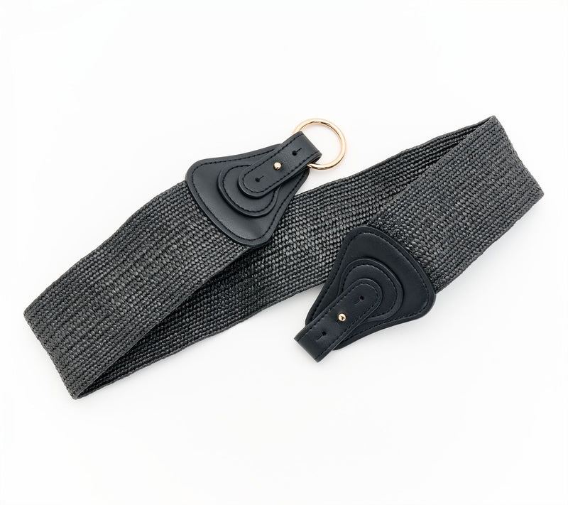 Susan Graver Wide Stretch Belt with Faux Leather Front Closure — View 4