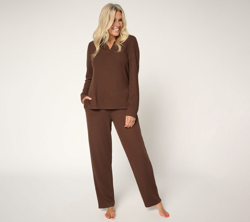 Cuddl Duds Petite Soft Rib Lounge Set — View 7