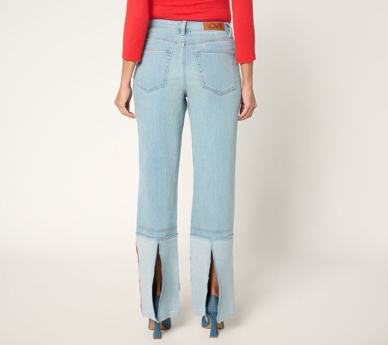 Peace Love World Denim Petite Reverse Pieced Straight Leg Jeans — View 8