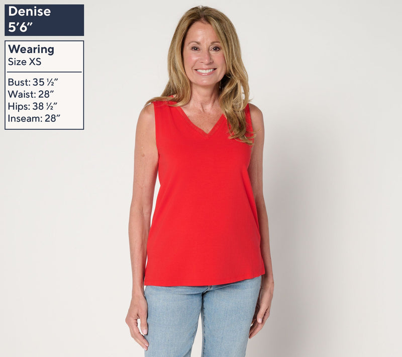 Women with Control Washed Cotton Tank with Mesh Trim — View 3