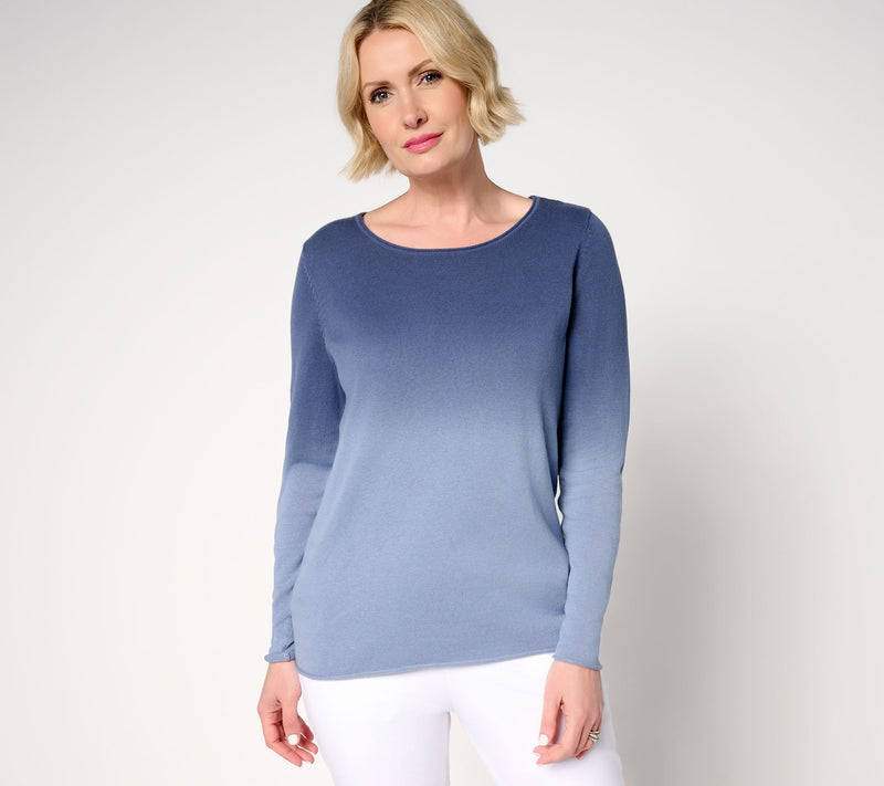 Women with Control 100% Cotton Printed Ombre Sweater — Main view