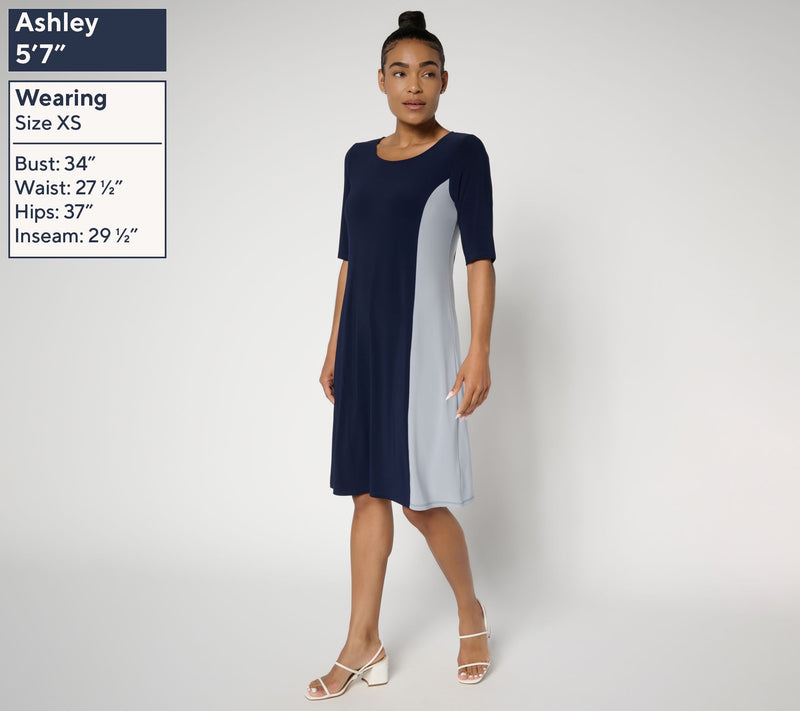 Women with Control Petite La Roma Jersey Color Block Dress — View 2