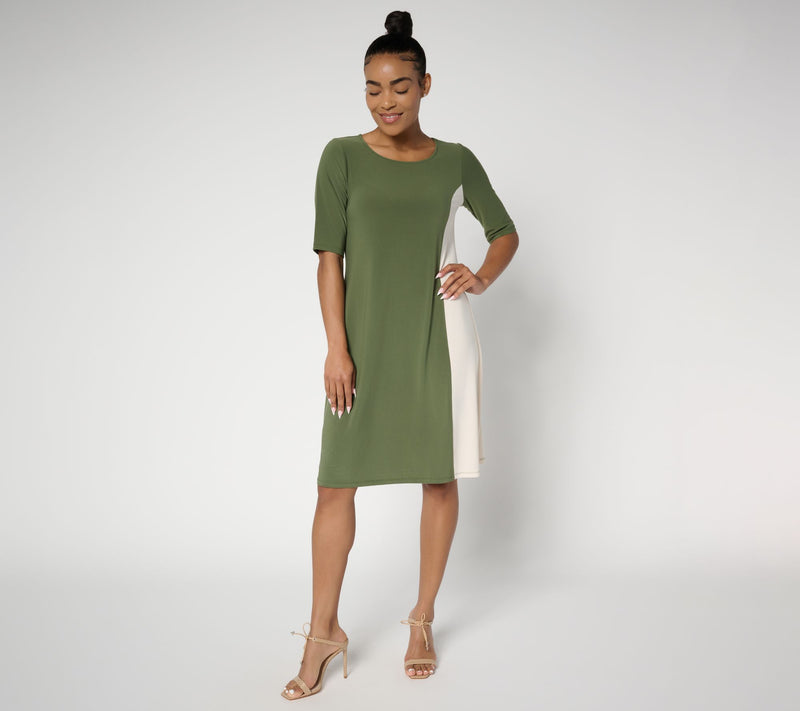 Women with Control Petite La Roma Jersey Color Block Dress — View 9