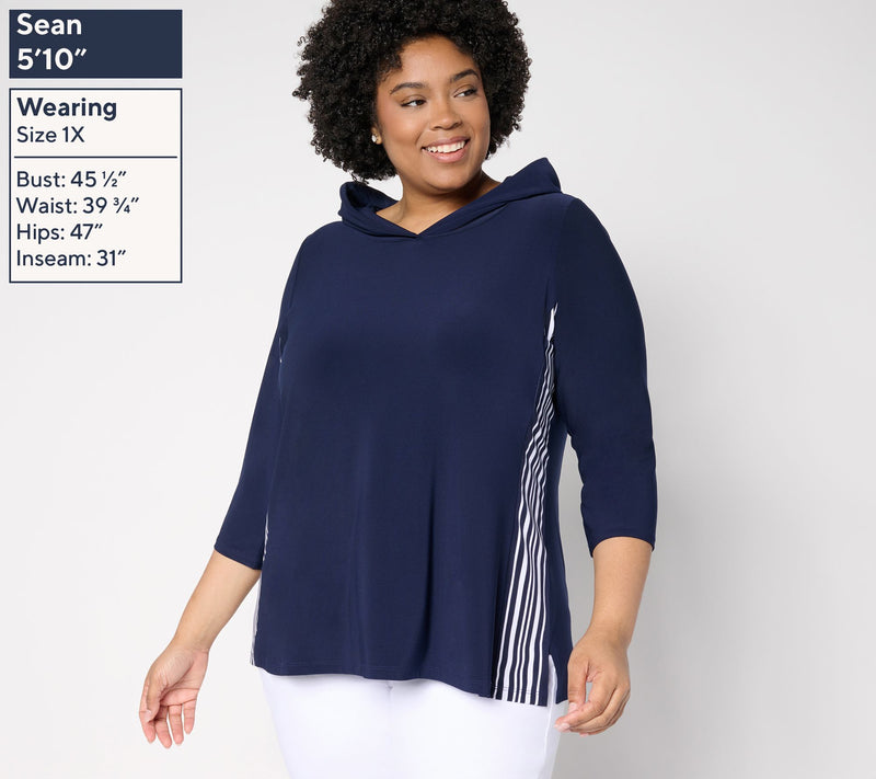 Women with Control La Roma Jersey Hooded Top with Stripe Detail — View 2